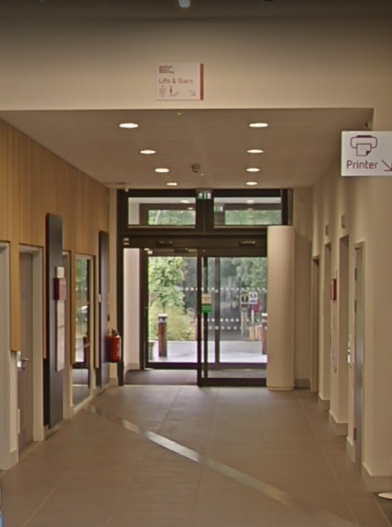 HOTC corridor, level 0, looking out onto Broomgrove Road exit.